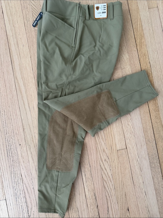 Ariat Pants - Ariat Olive Green Riding Breeches with Brown Knee Patches